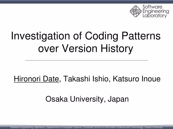 investigation of coding patterns over version history