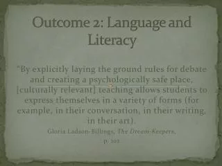 outcome 2 language and literacy