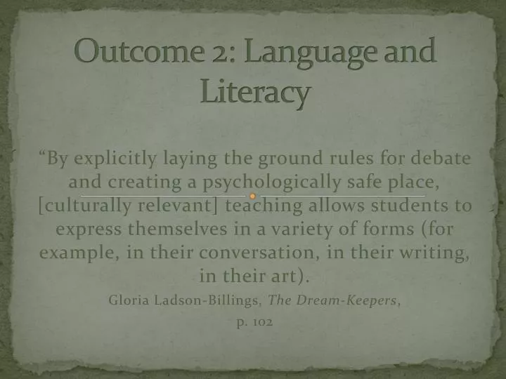 outcome 2 language and literacy