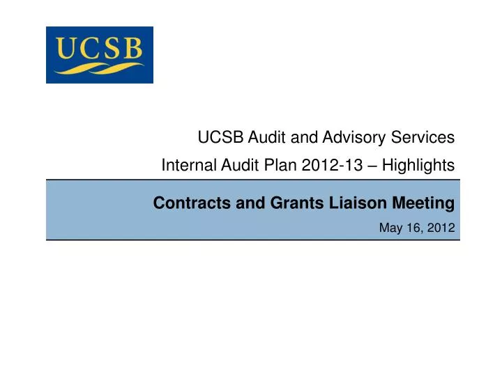 ucsb audit and advisory services internal audit plan 2012 13 highlights