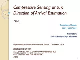 compressive sensing untuk direction of arrival estimation