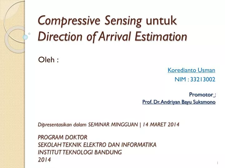 compressive sensing untuk direction of arrival estimation