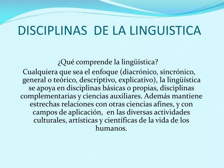 disciplinas de la linguistica