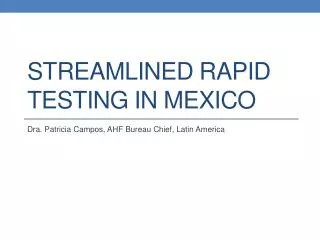 Streamlined Rapid Testing in mexico