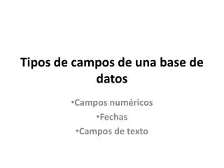 tipos de campos de una base de datos