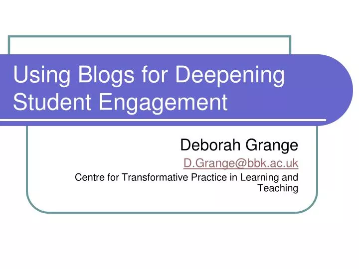 using blogs for deepening student engagement