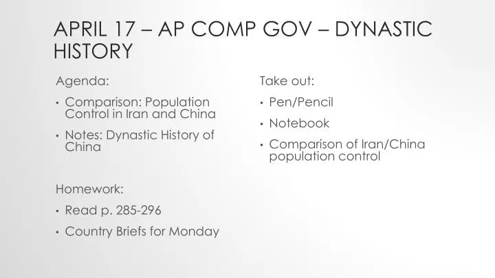 april 17 ap comp gov dynastic history