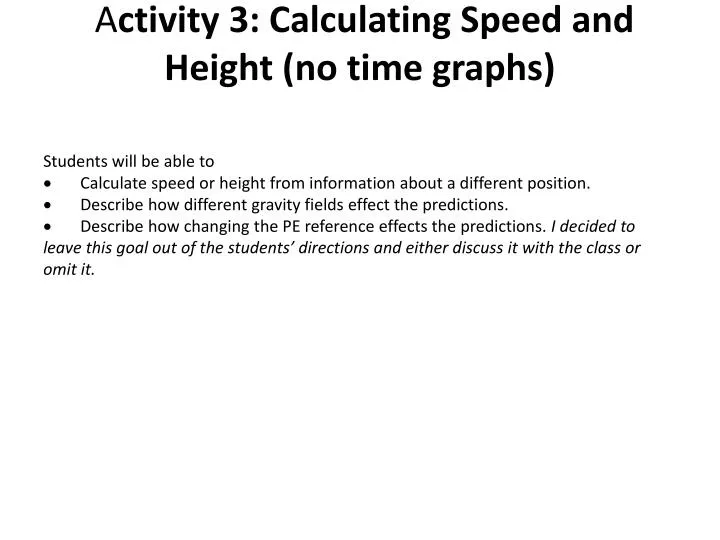 a ctivity 3 calculating speed and height no time graphs