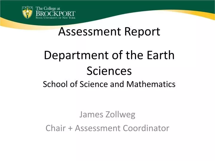 assessment report department of the earth sciences school of science and mathematics