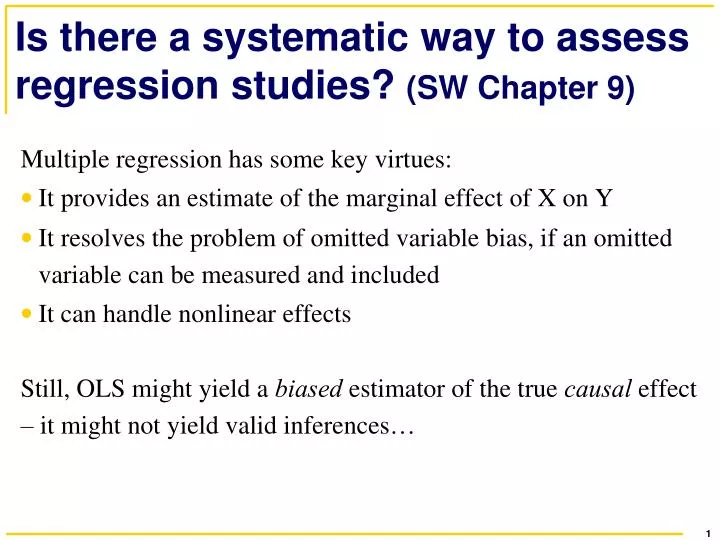 is there a systematic way to assess regression studies sw chapter 9