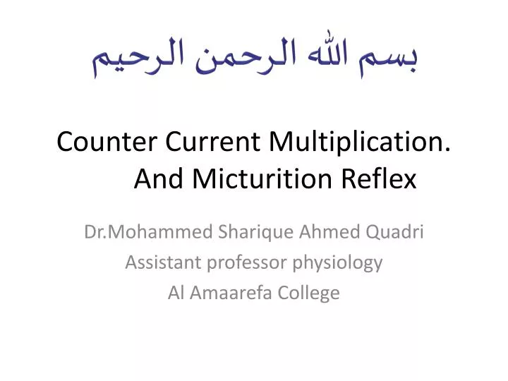 counter current multiplication and micturition reflex