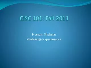 cisc 101 fall 2011