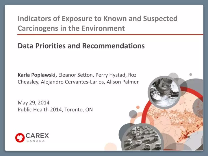 indicators of exposure to known and suspected carcinogens in the environment