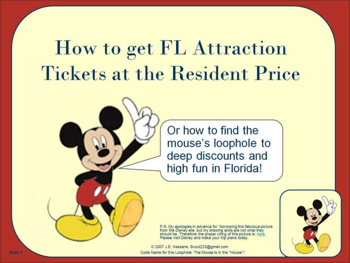 how to get fl attraction tickets at the resident price