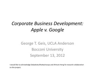 Corporate Business Development: Apple v. Google
