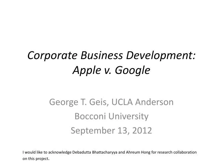 corporate business development apple v google