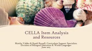 CELLA Item Analysis and Resources