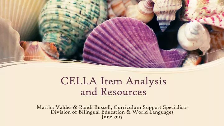 cella item analysis and resources