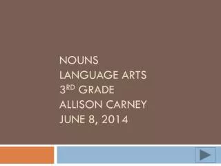 Nouns language arts 3 rd grade Allison Carney June 8, 2014