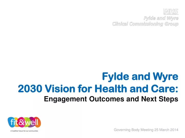 fylde and wyre 2030 vision for health and care engagement outcomes and next steps