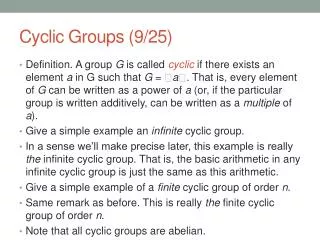 Cyclic Groups (9/25)