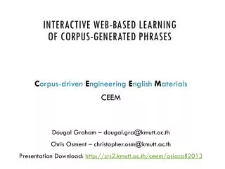 Interactive web-based learning of corpus-generated phrases
