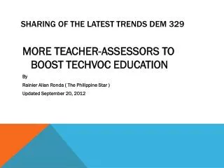 SHARING OF THE LATEST TRENDS DEM 329