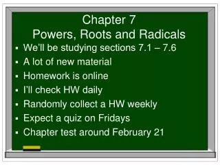 Chapter 7 Powers, Roots and Radicals