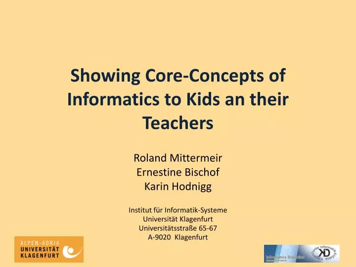showing core concepts of informatics to kids an their teachers