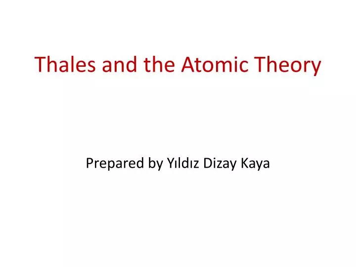 thales and the atomic theory