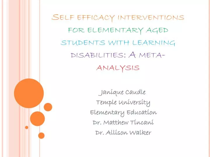 self efficacy interventions for elementary aged students with learning disabilities a meta analysis