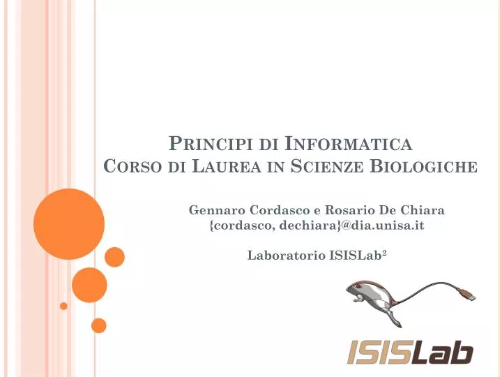 principi di informatica corso di laurea in scienze biologiche