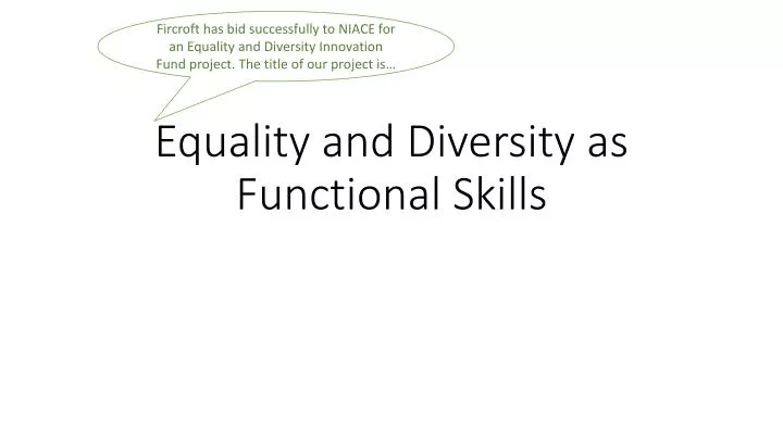 equality and diversity as functional skills