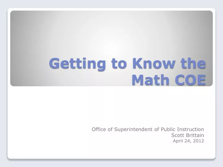 getting to know the math coe