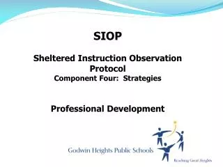 SIOP Sheltered Instruction Observation Protocol Component Four: Strategies