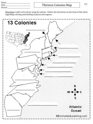 Thirteen Colonies Map