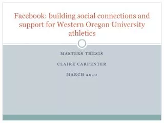 Facebook: building social connections and support for Western Oregon University athletics