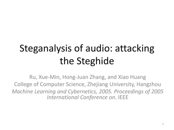 steganalysis of audio attacking the steghide
