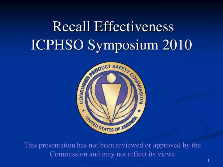 recall effectiveness icphso symposium 2010