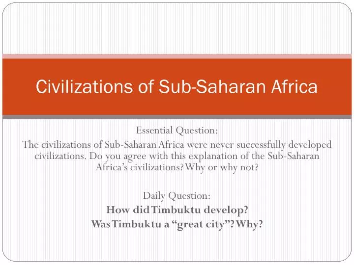 civilizations of sub saharan africa