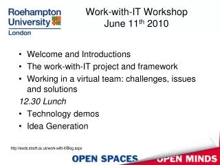 Work-with-IT Workshop June 11 th 2010