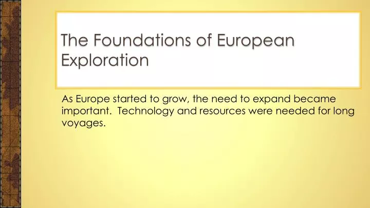 the foundations of european exploration