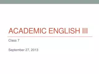 Academic English IIi