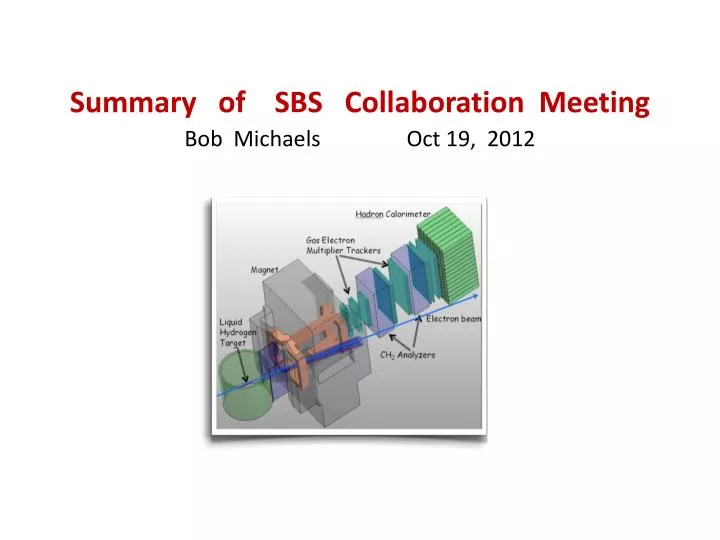 summary of sbs collaboration meeting bob michaels oct 19 2012