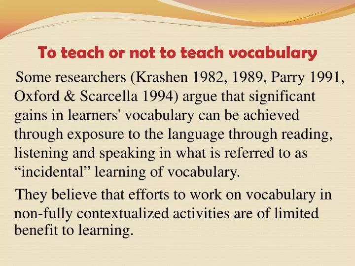 to teach or not to teach vocabulary