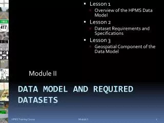 Data Model and Required Datasets