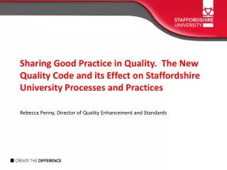 To provide an overview of recent developments in UK HE Quality Assurance landscape: