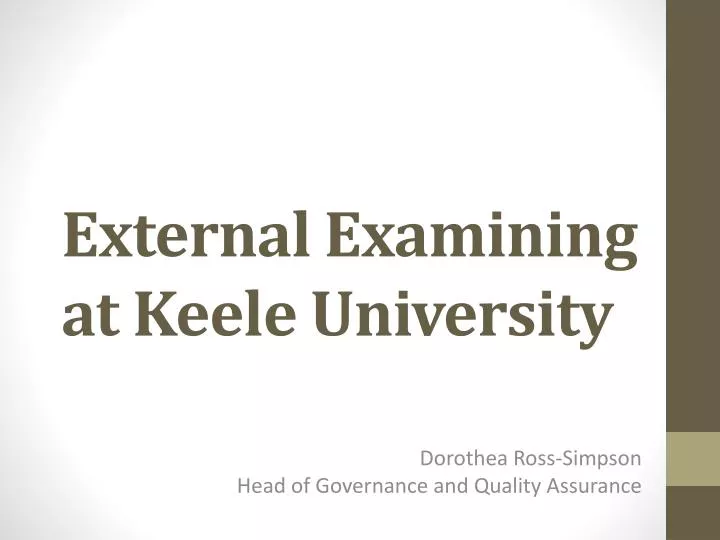 external examining at keele university