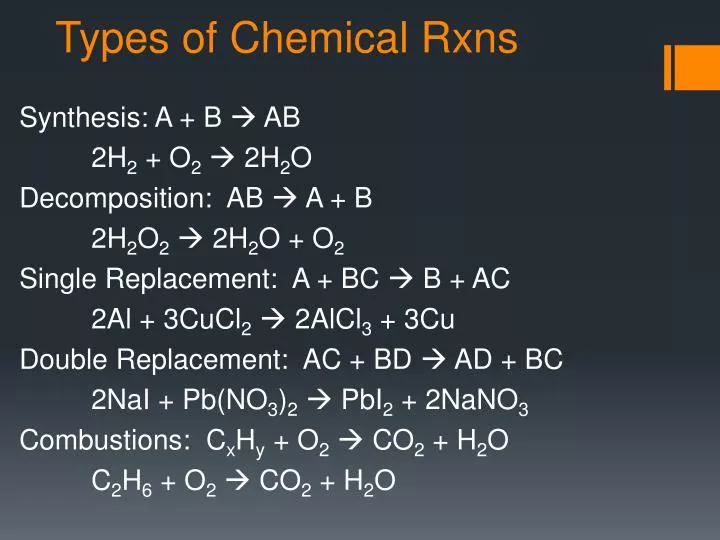 types of chemical rxns