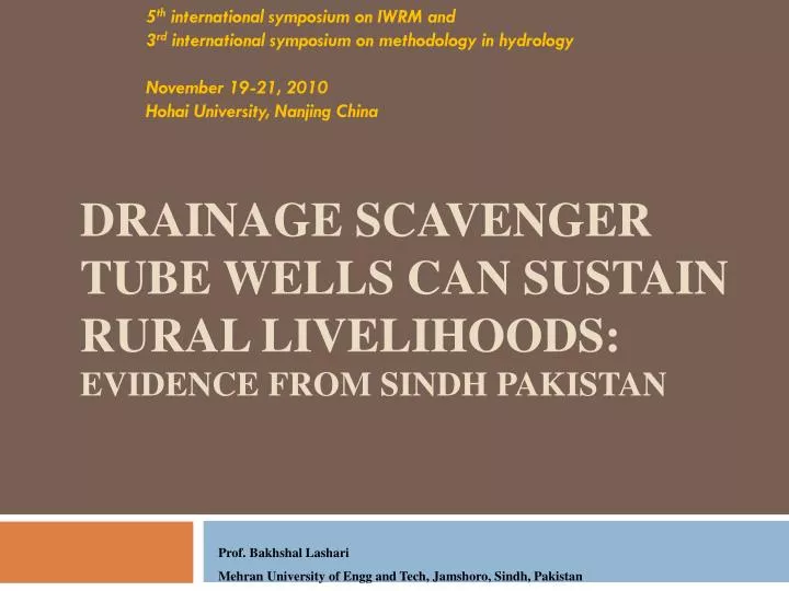drainage scavenger tube wells can sustain rural livelihoods evidence from sindh pakistan